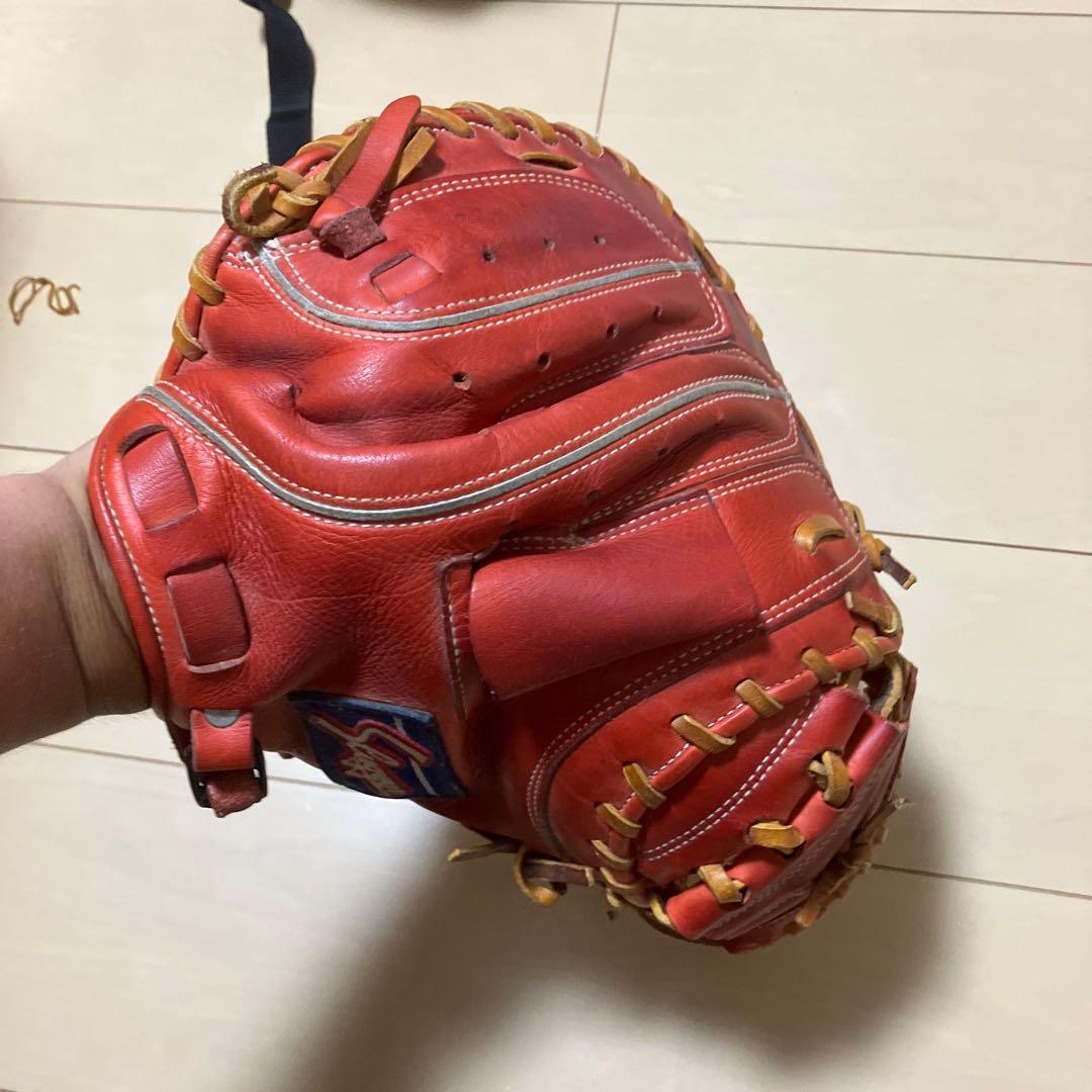 久保田Slugger 赤 レザー キャッチャーミット軟式用