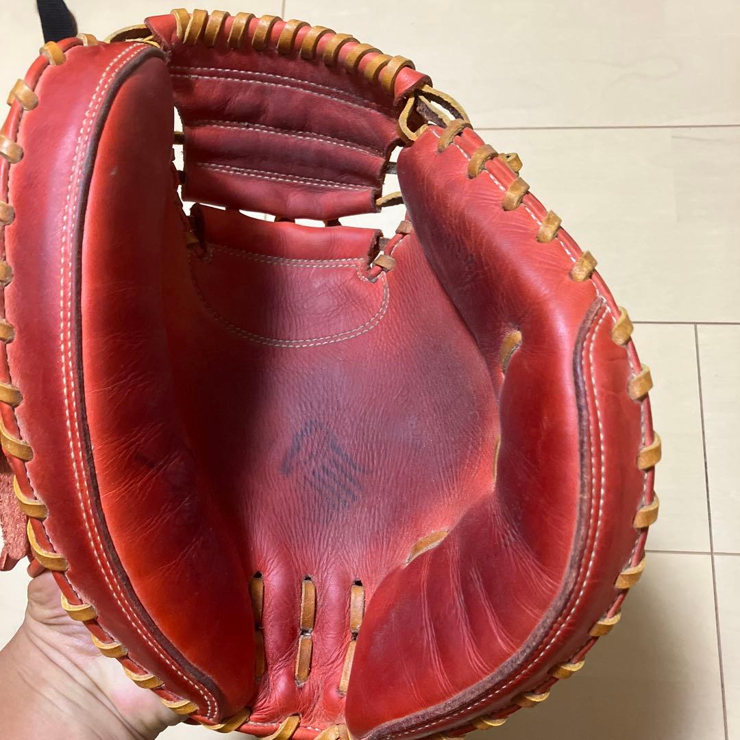 久保田Slugger 赤 レザー キャッチャーミット軟式用
