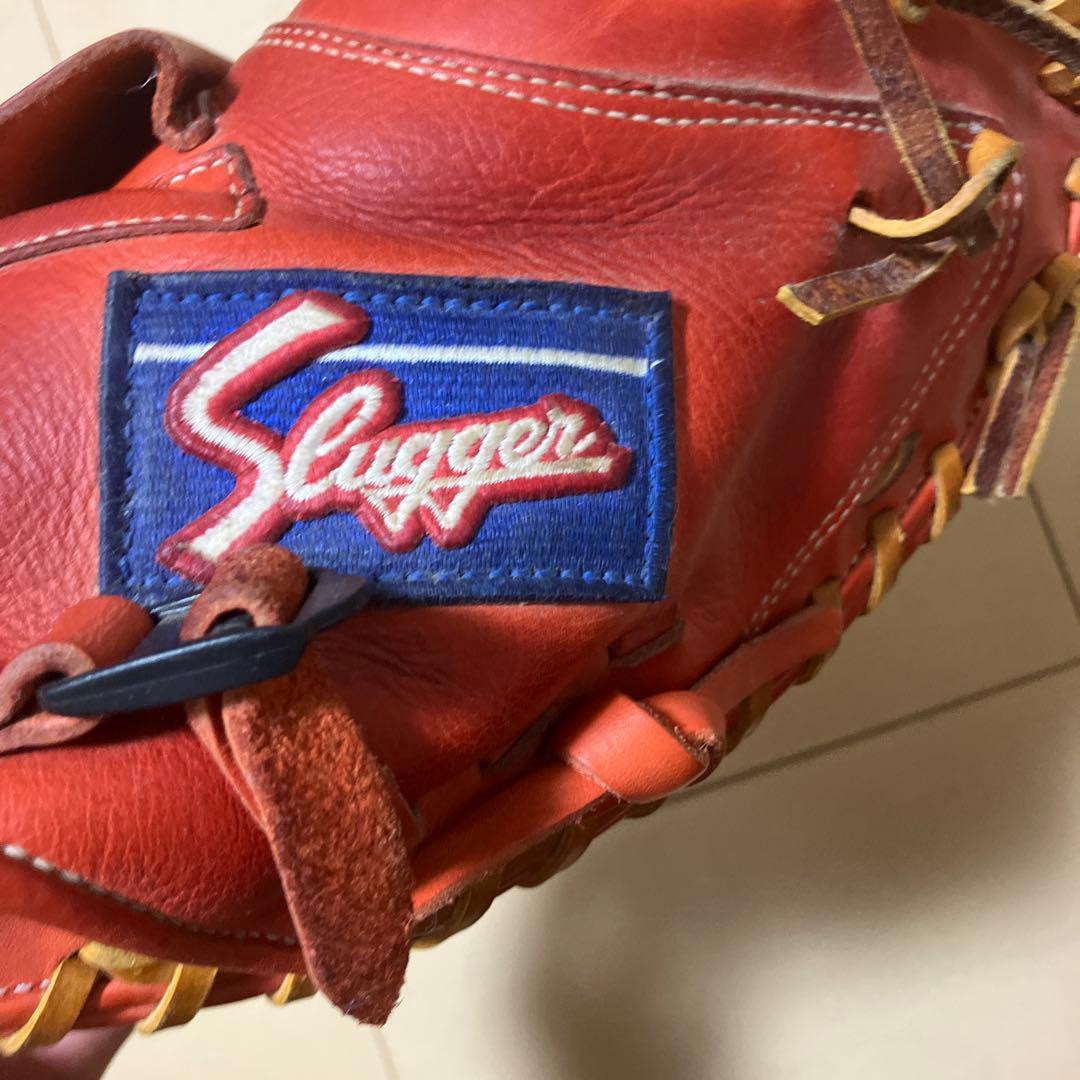 久保田Slugger 赤 レザー キャッチャーミット軟式用