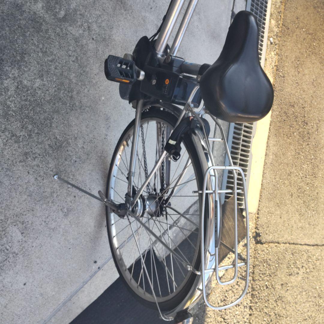 猫*様 電動自転車 シルバー 前カゴ付き