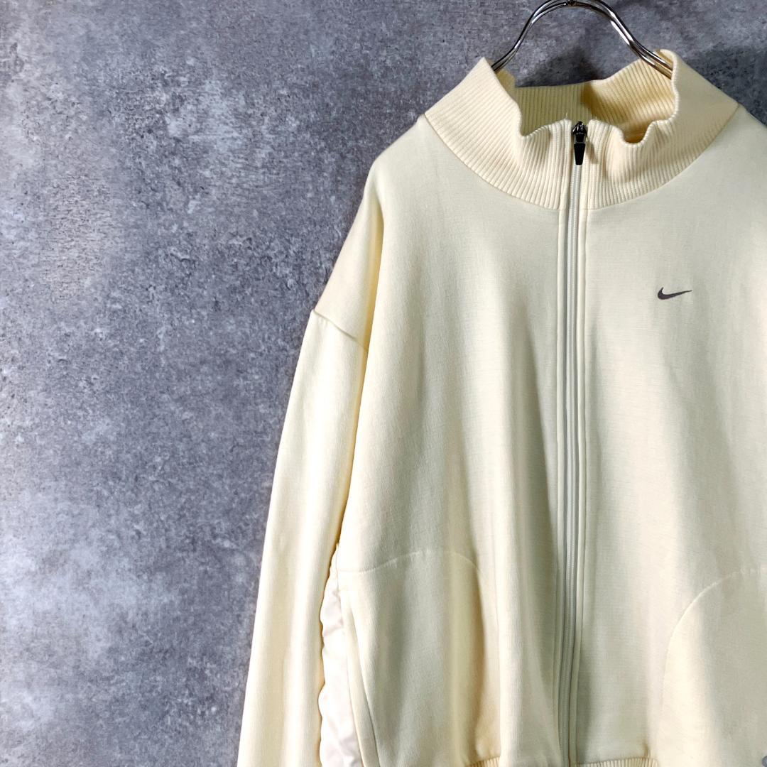 NIKE GOLF 切り替えニットジャケット　アイボリー　ジップアップ　ロゴ刺繍