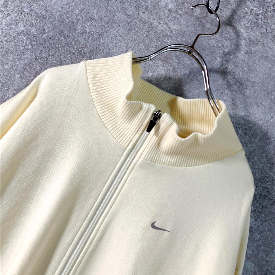 NIKE GOLF 切り替えニットジャケット　アイボリー　ジップアップ　ロゴ刺繍