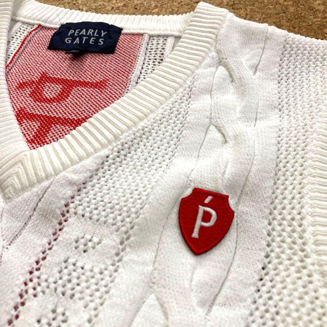【極美品】パーリーゲイツ PEARLY GATES ベストニット0レディースS白