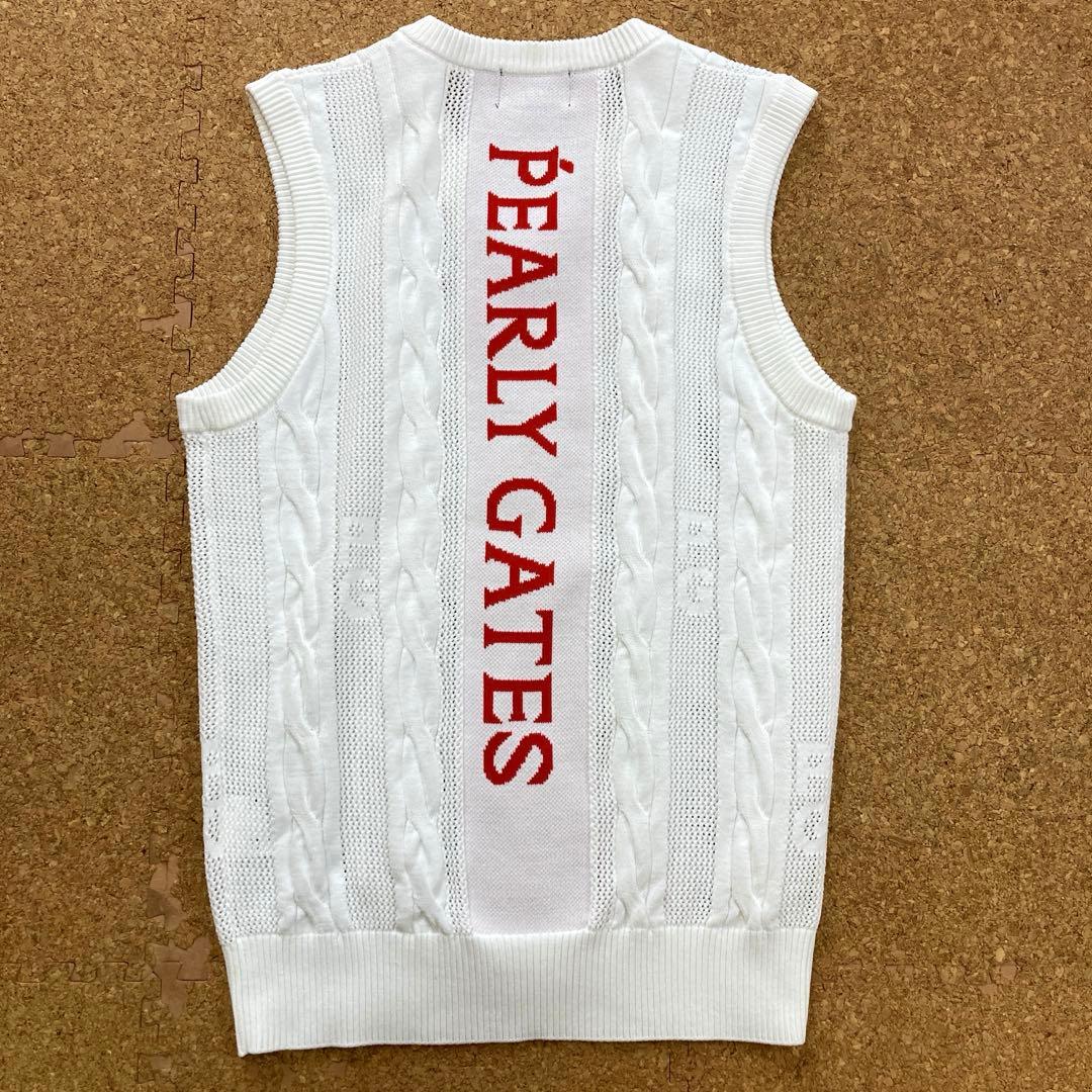 【極美品】パーリーゲイツ PEARLY GATES ベストニット0レディースS白