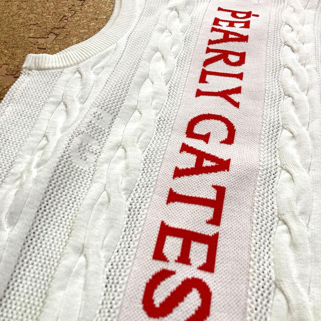 【極美品】パーリーゲイツ PEARLY GATES ベストニット0レディースS白