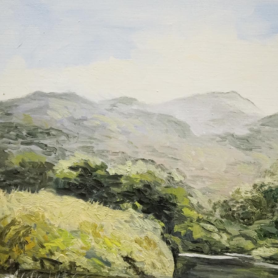 河野芸観『晩夏清水』6号 風景画 油彩 油絵 絵画 肉筆 額装 美術品