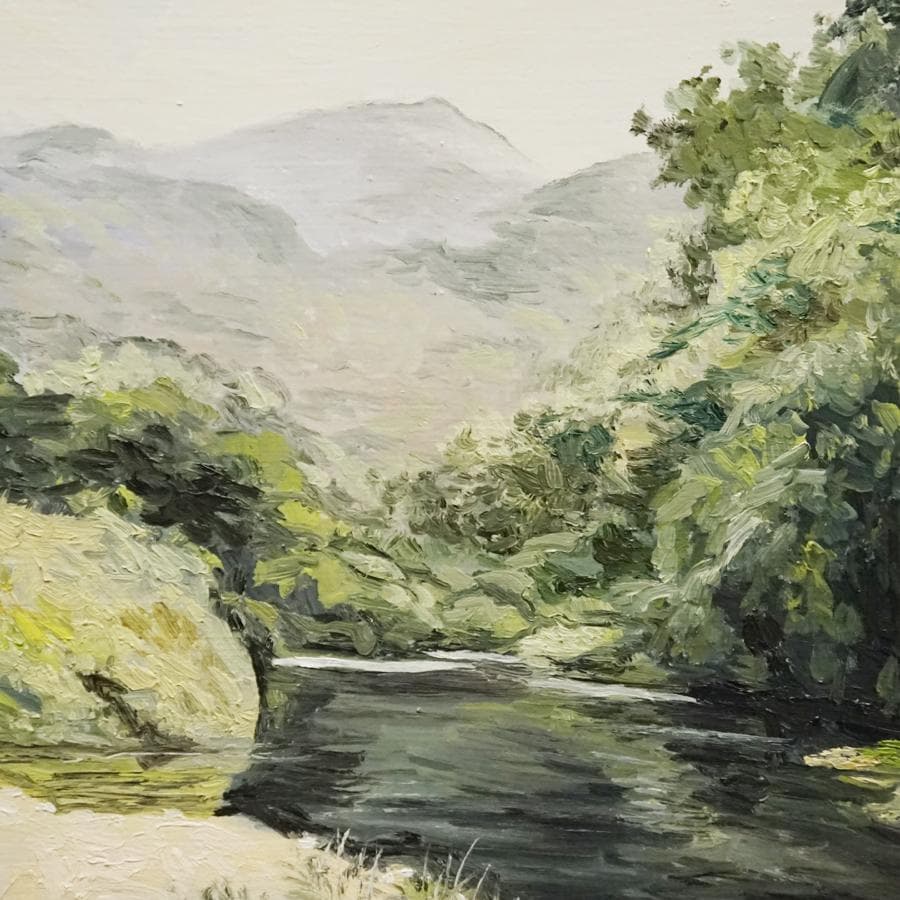 河野芸観『晩夏清水』6号 風景画 油彩 油絵 絵画 肉筆 額装 美術品