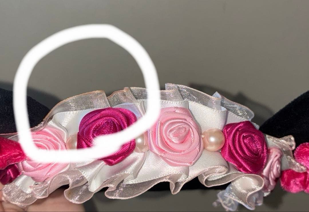 ディズニー カチューシャ ミニー リボン ピンク 薔薇