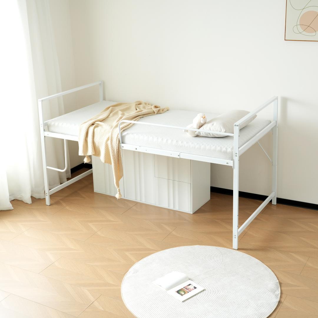 限定価格！【高さ110cm】ロフトベッド パイプベッド シングル WHITE