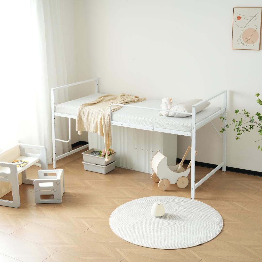 限定価格！【高さ110cm】ロフトベッド パイプベッド シングル WHITE
