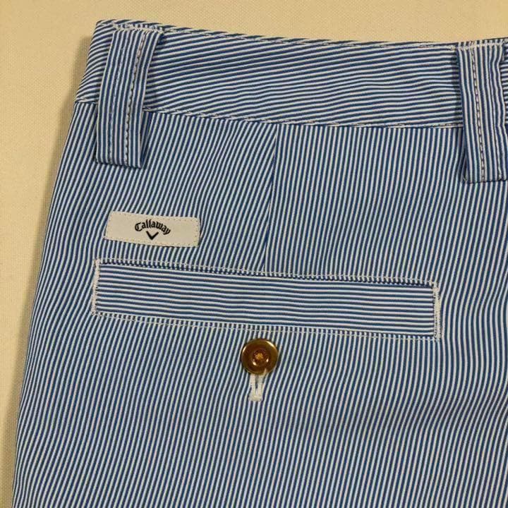 キャロウェイ ゴルフ ハーフ ショート パンツ ブルー ストライプ Sサイズ