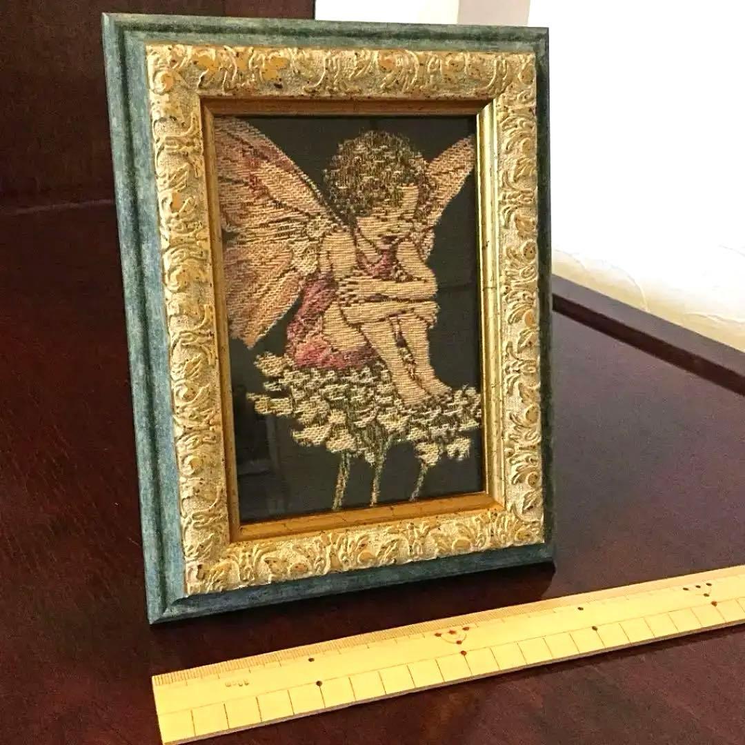 英国女流画家シシリーメアリーの花の妖精、仏製ゴブラン織額縁入り絵画