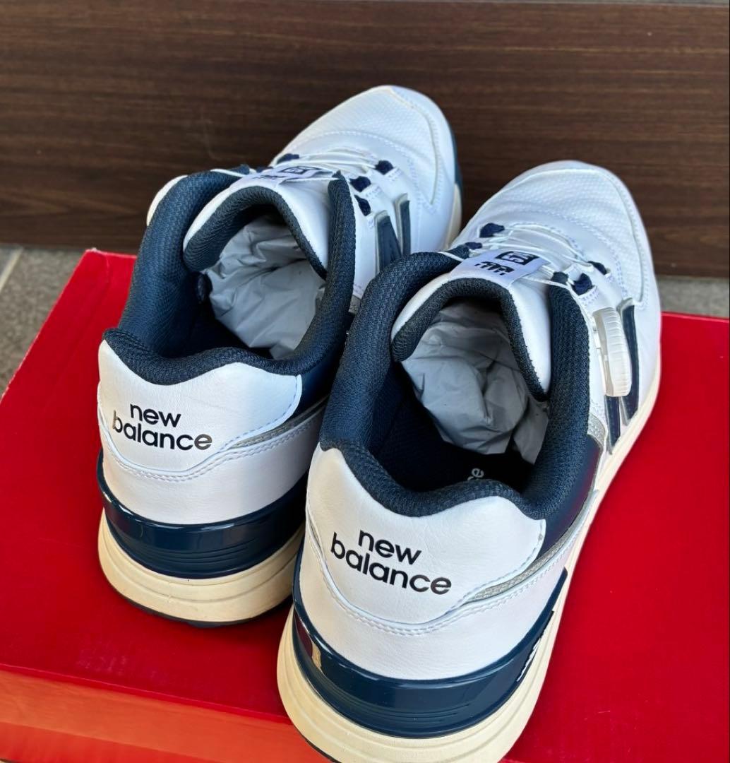 美品 New Balance 574 ホワイト/ネイビー シューズ ゴルフ