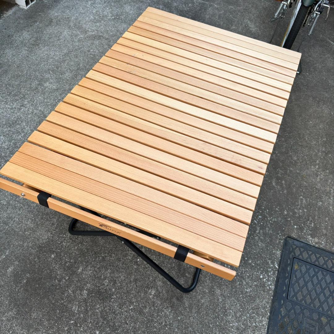 FIELDOOR 折りたたみテーブル 木製天板 90×60×45