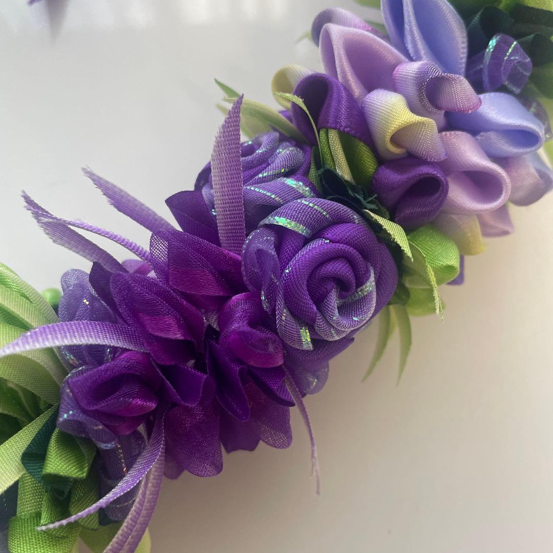 フラダンス用紫の花 リボンレイ