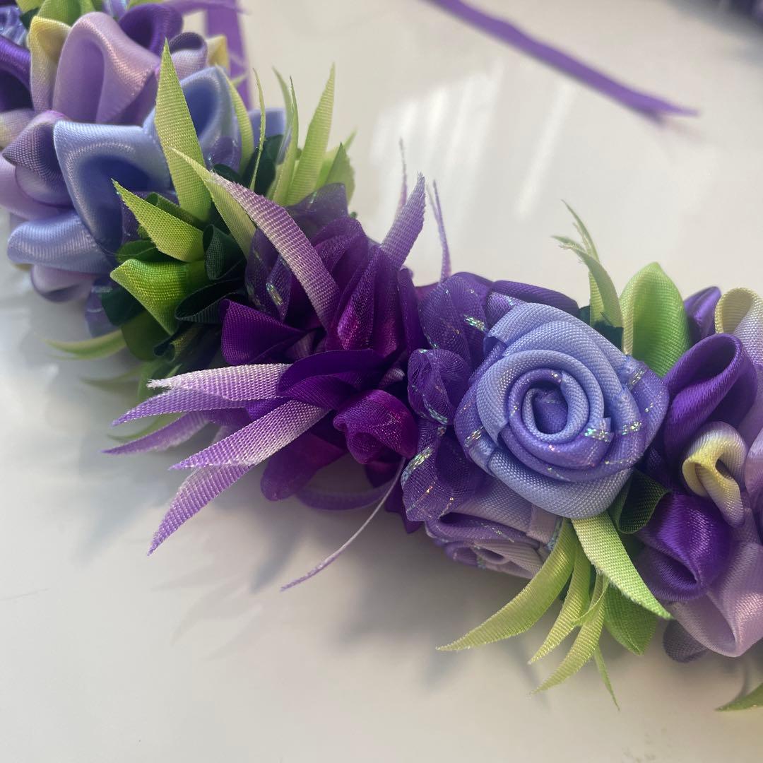 フラダンス用紫の花 リボンレイ