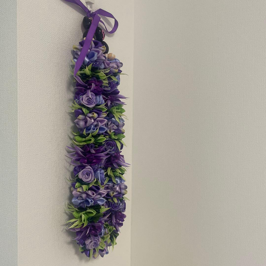 フラダンス用紫の花 リボンレイ