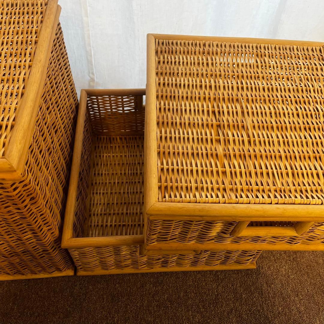 無印良品　かご　重なるブリ材角形バスケット、長方形バスケット　セット
