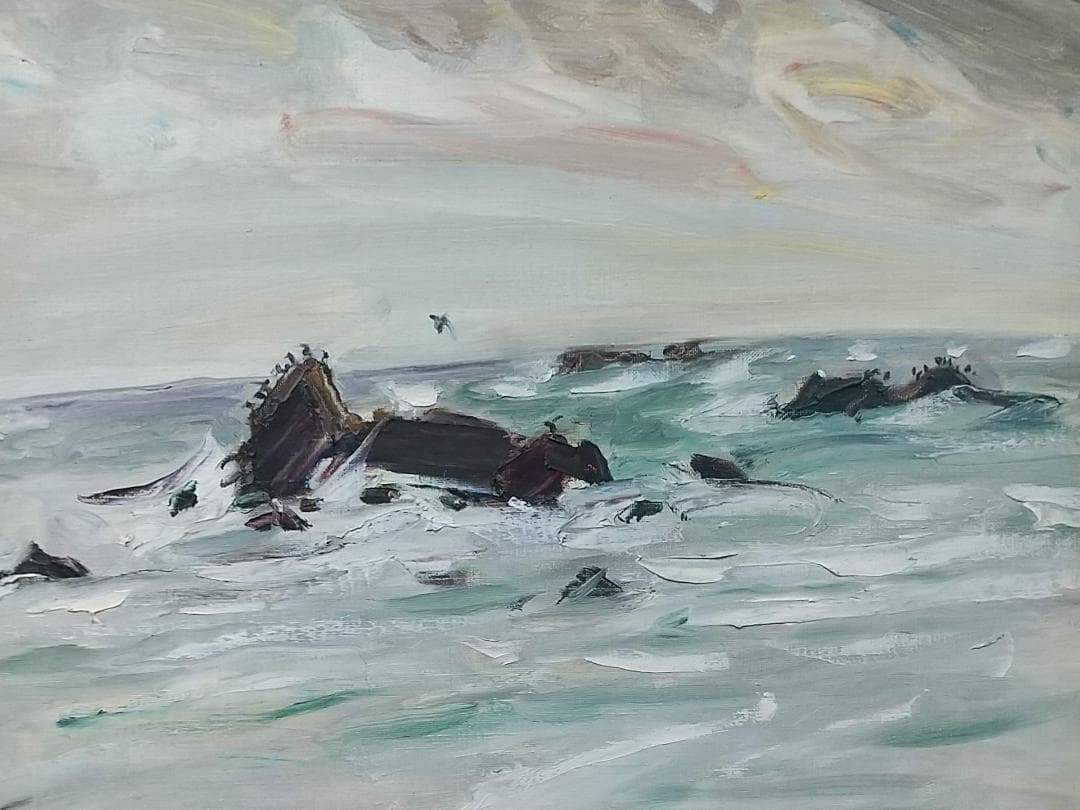「冬の海」房総黒生海岸 F8 絵画 油絵 油彩画 風景画 アート