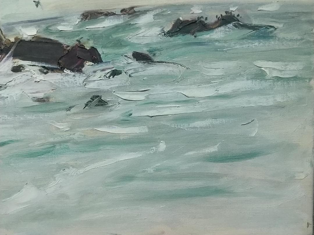 「冬の海」房総黒生海岸 F8 絵画 油絵 油彩画 風景画 アート