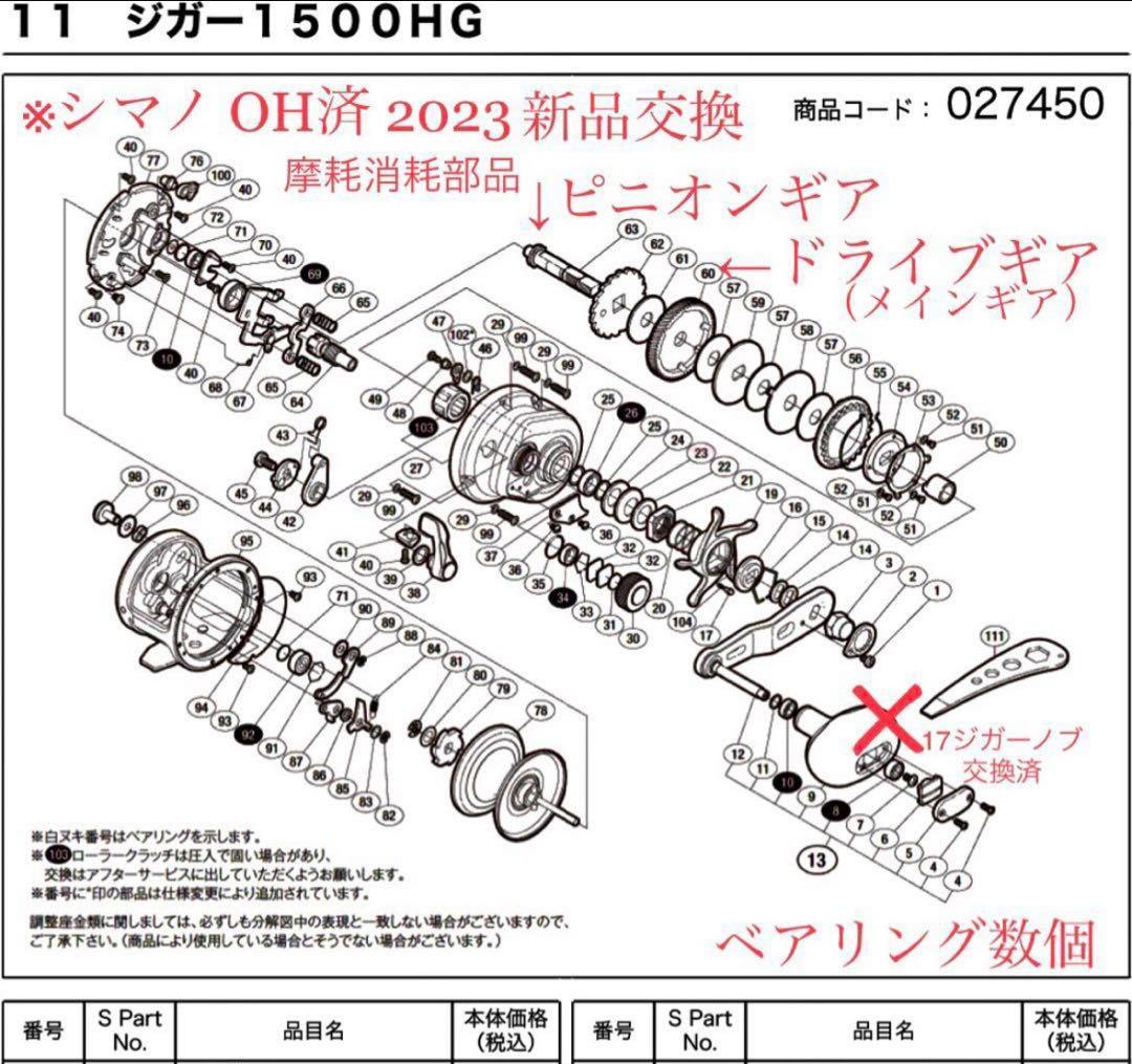 【OH済】11 OCEA JIGGER 1500HG ノブカスタム品