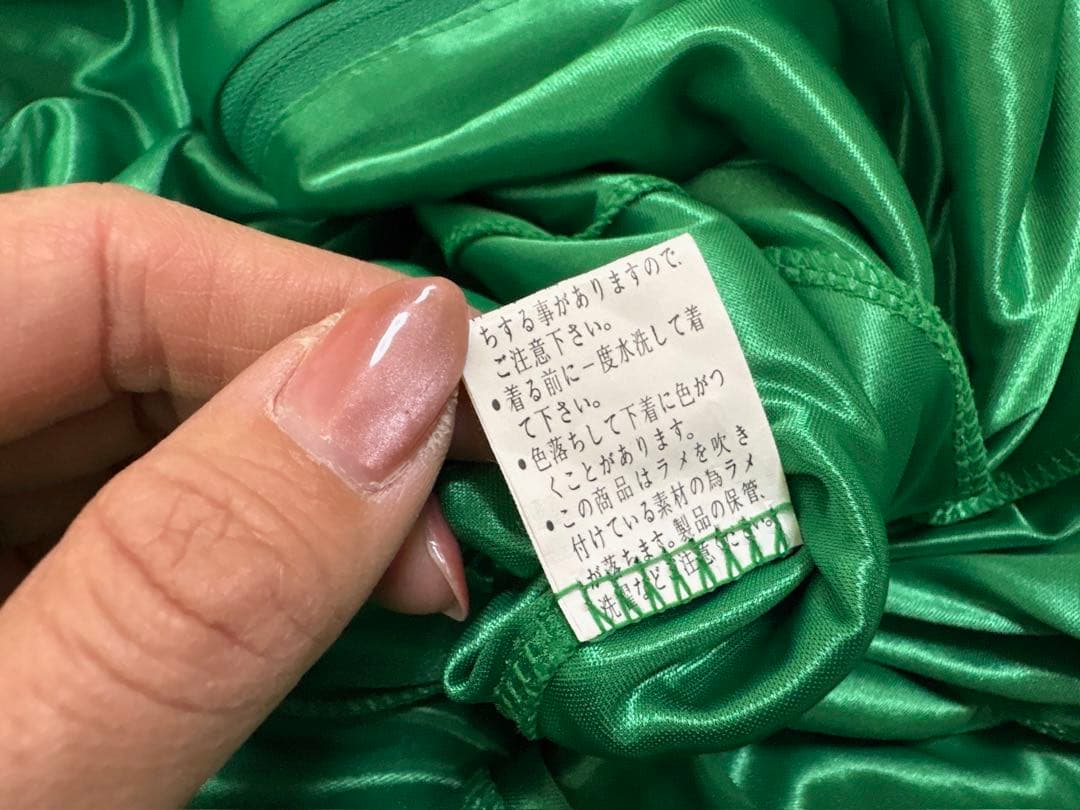 社交ダンス　ドレス　衣装　パーティ　鮮やか　グリーン　花　刺繍　レース　韓国製