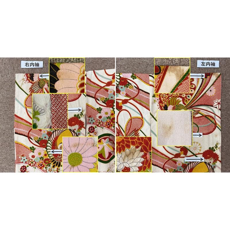 511ag47◎七五三 七歳 女児 着物&開き帯 セミアンティーク 金彩 白赤◎