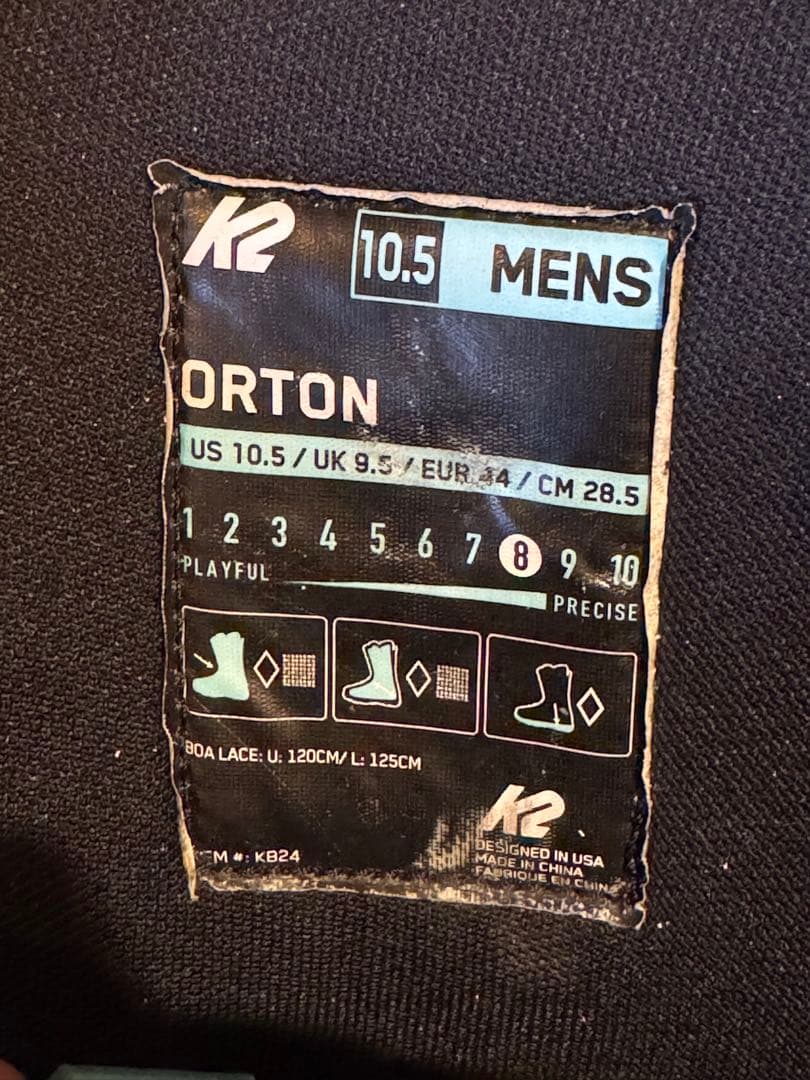 24-25' K2 ORTON 28.5cmスノーボードブーツ ブラック メンズ