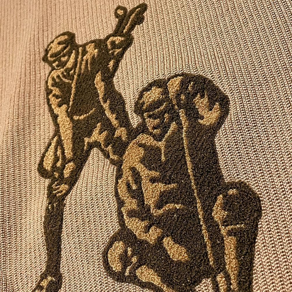 超美品！ダックス GOLF サガラ刺繍入り レイヤードネック リブニット L