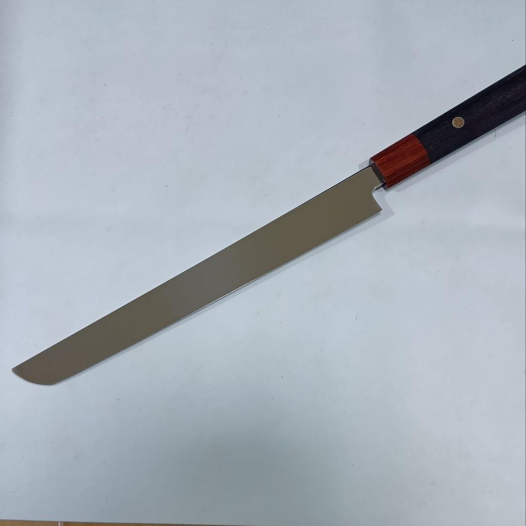 高炭素ステンレス鋼 全鋼 先丸 柳刃 27cm ９寸 包丁 右片刃 鏡面 八角柄