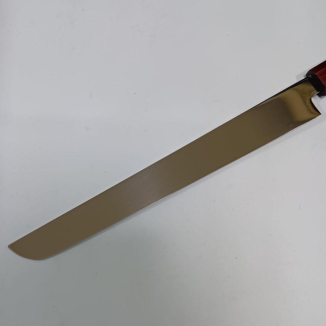 高炭素ステンレス鋼 全鋼 先丸 柳刃 27cm ９寸 包丁 右片刃 鏡面 八角柄