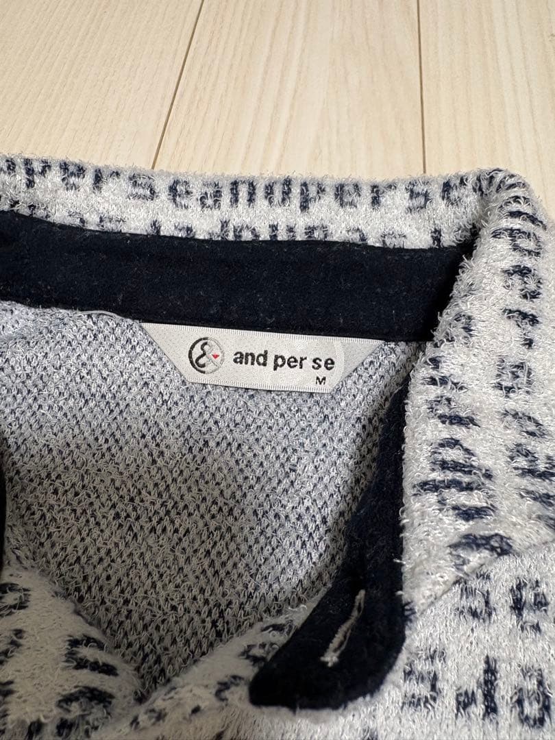 and per se ホワイトネイビー　ポロシャツ Mサイズ