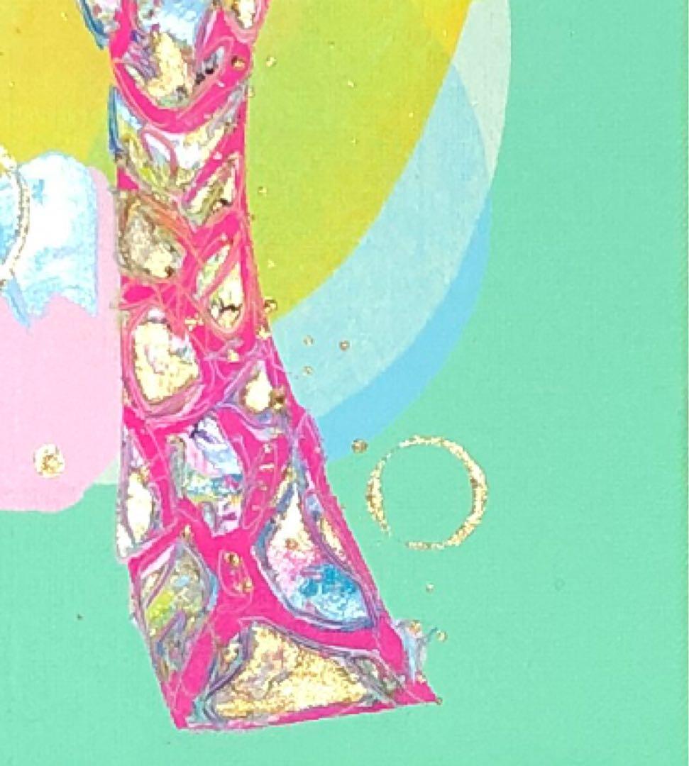 絵画　油絵　原画　一点物　キリン　パステルカラー　アート　インテリア　SM