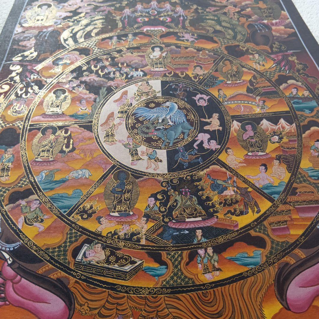 チベット密教 仏教 密教 新品 手描き　肉筆画 タンカ 曼荼羅 六道輪廻図