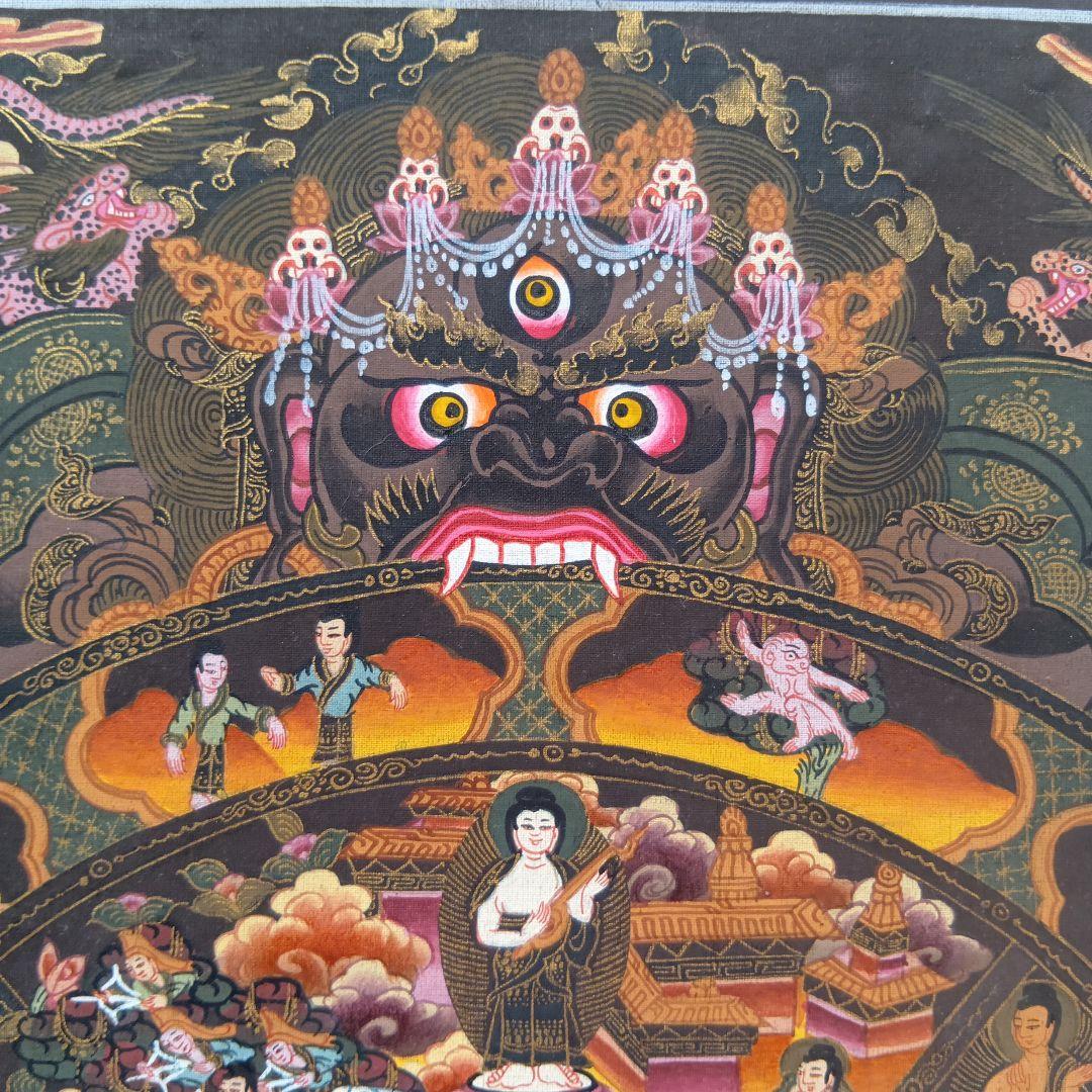 チベット密教 仏教 密教 新品 手描き　肉筆画 タンカ 曼荼羅 六道輪廻図