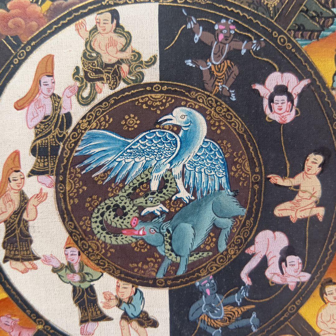 チベット密教 仏教 密教 新品 手描き　肉筆画 タンカ 曼荼羅 六道輪廻図