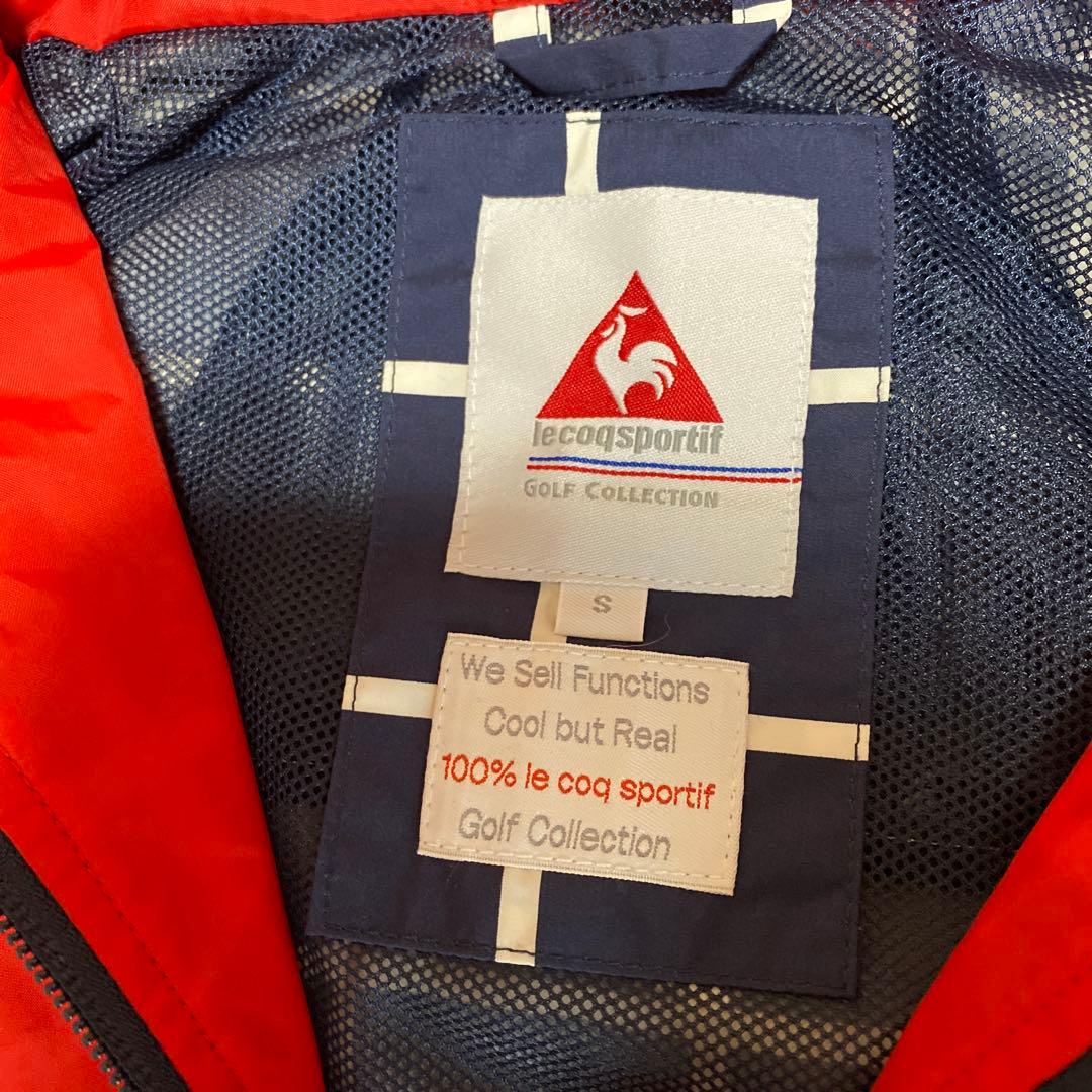 ルコック　ゴルフ　レイン　ワンピース　ネイビー　白　フード付　レディースＳ　美品