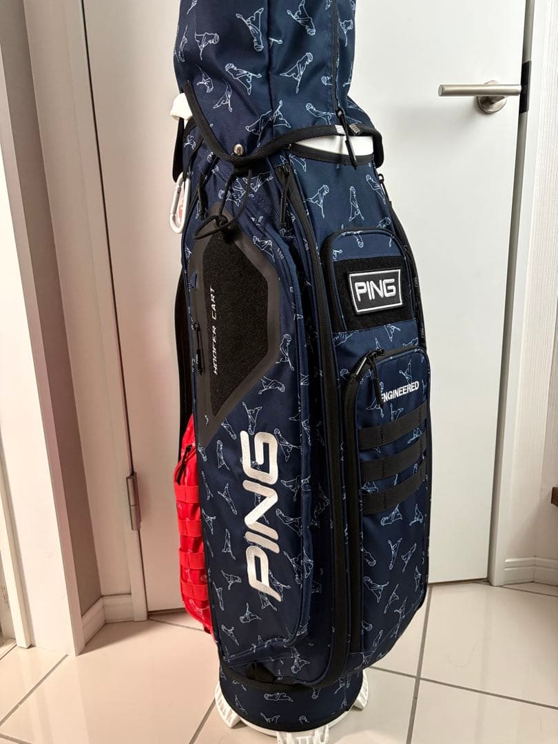 PING HOOFER CART ゴルフバッグ ネイビー/レッド