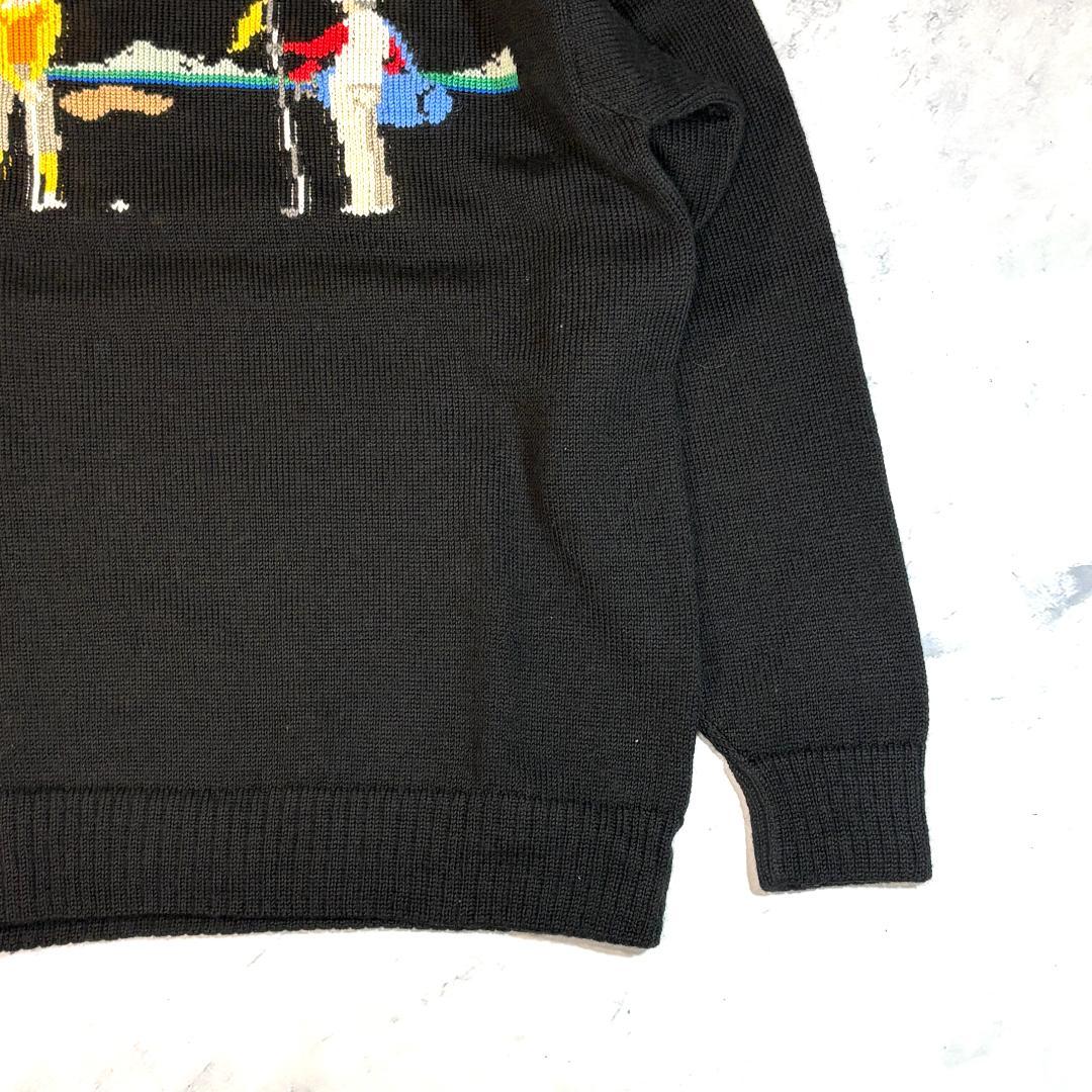 Aquascutum 刺繍 クルーネック ニット ゴルフ トラッド セーター 黒