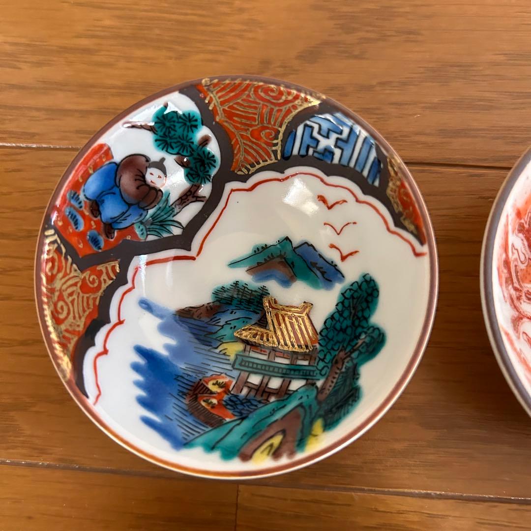 《新品未使用》九谷焼　時代盃　時代絵　組盃