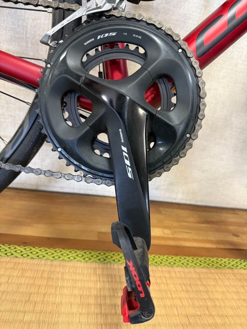 ロードバイク コラテック レッド DISC 105　lookペダル付