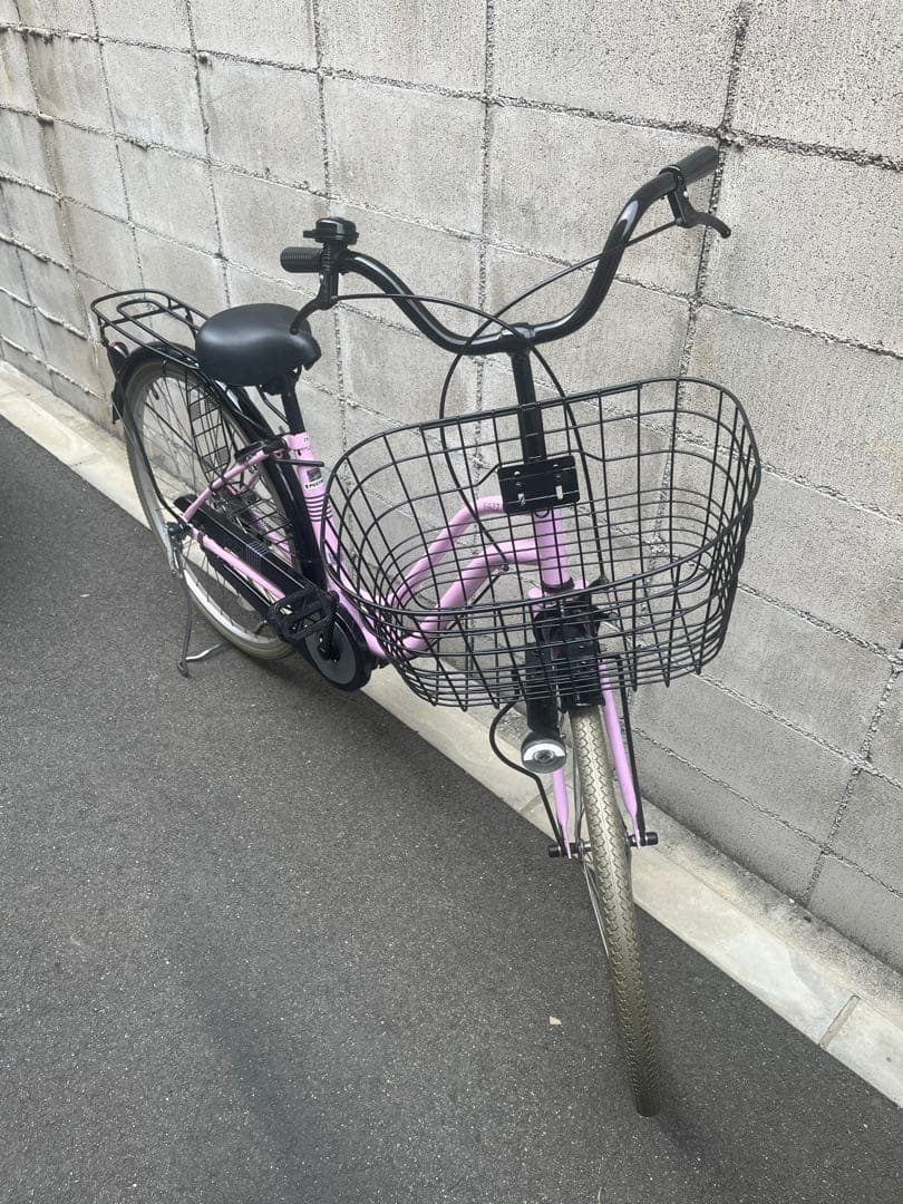 <春特価>両タイヤ新品シティサイクル　ピンクブラック