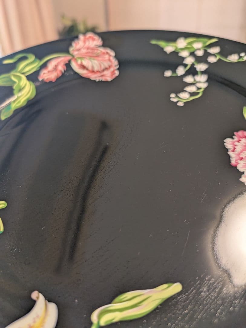 Tiffany & Co. Mrs. Delany's Flowers 黒皿