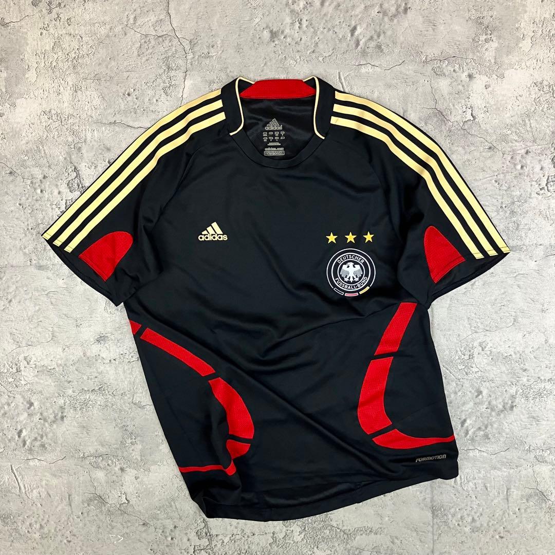 adidas サッカードイツ代表 トレーニングシャツ 古着 三本線 ブラック