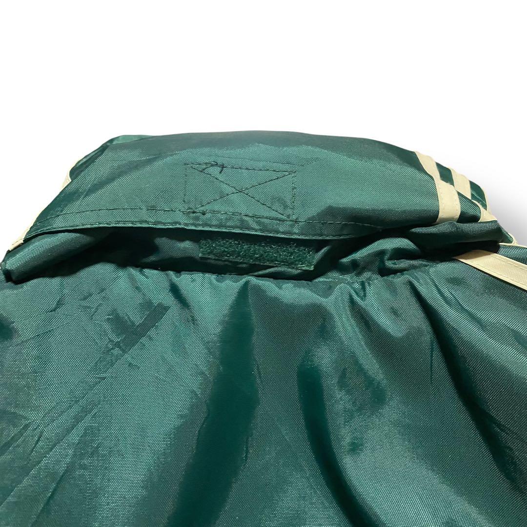 希少 90sadidasイタリア自転車チーム刺繍ロゴベンチコートXL光沢グリーン