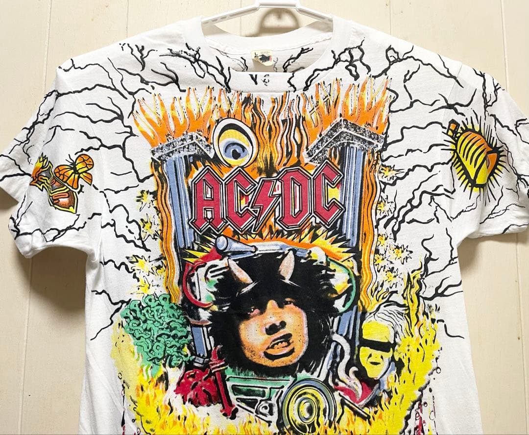 USA製AC/DCバンドTシャツLロックTミュージックT両面プリント
