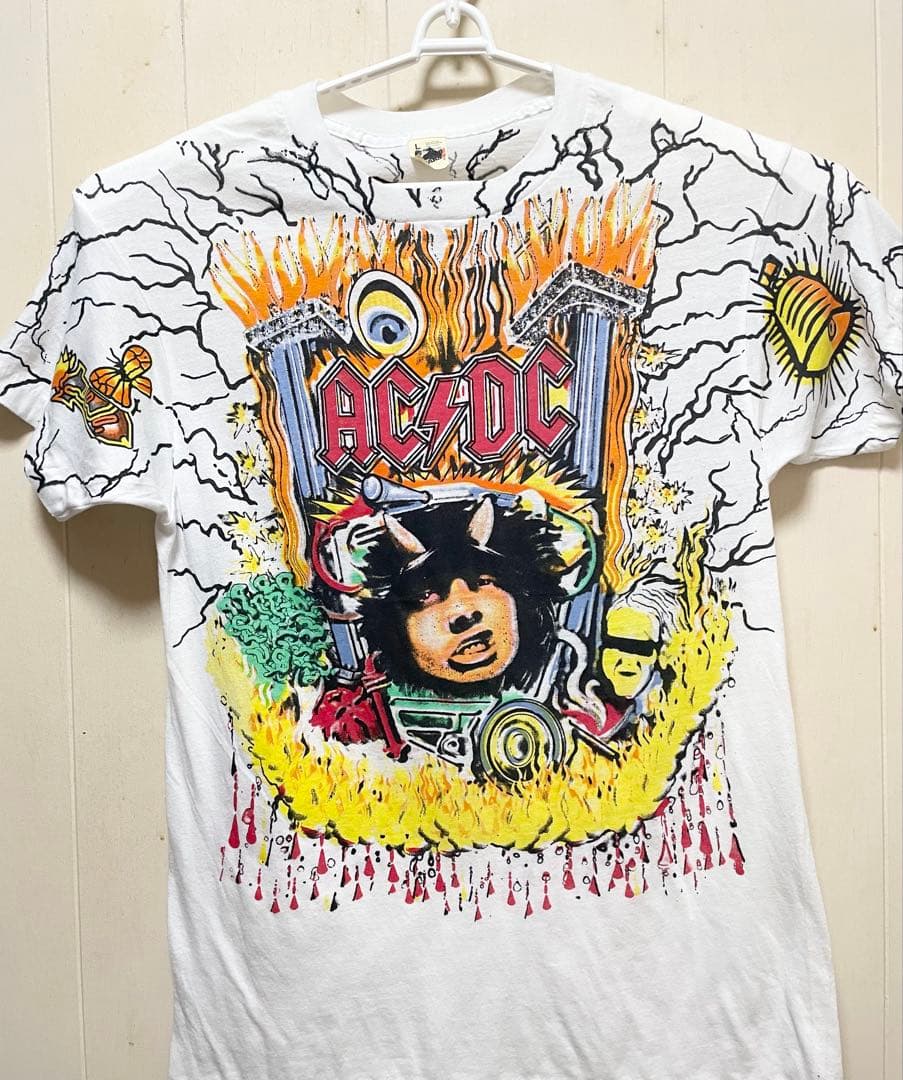 USA製AC/DCバンドTシャツLロックTミュージックT両面プリント