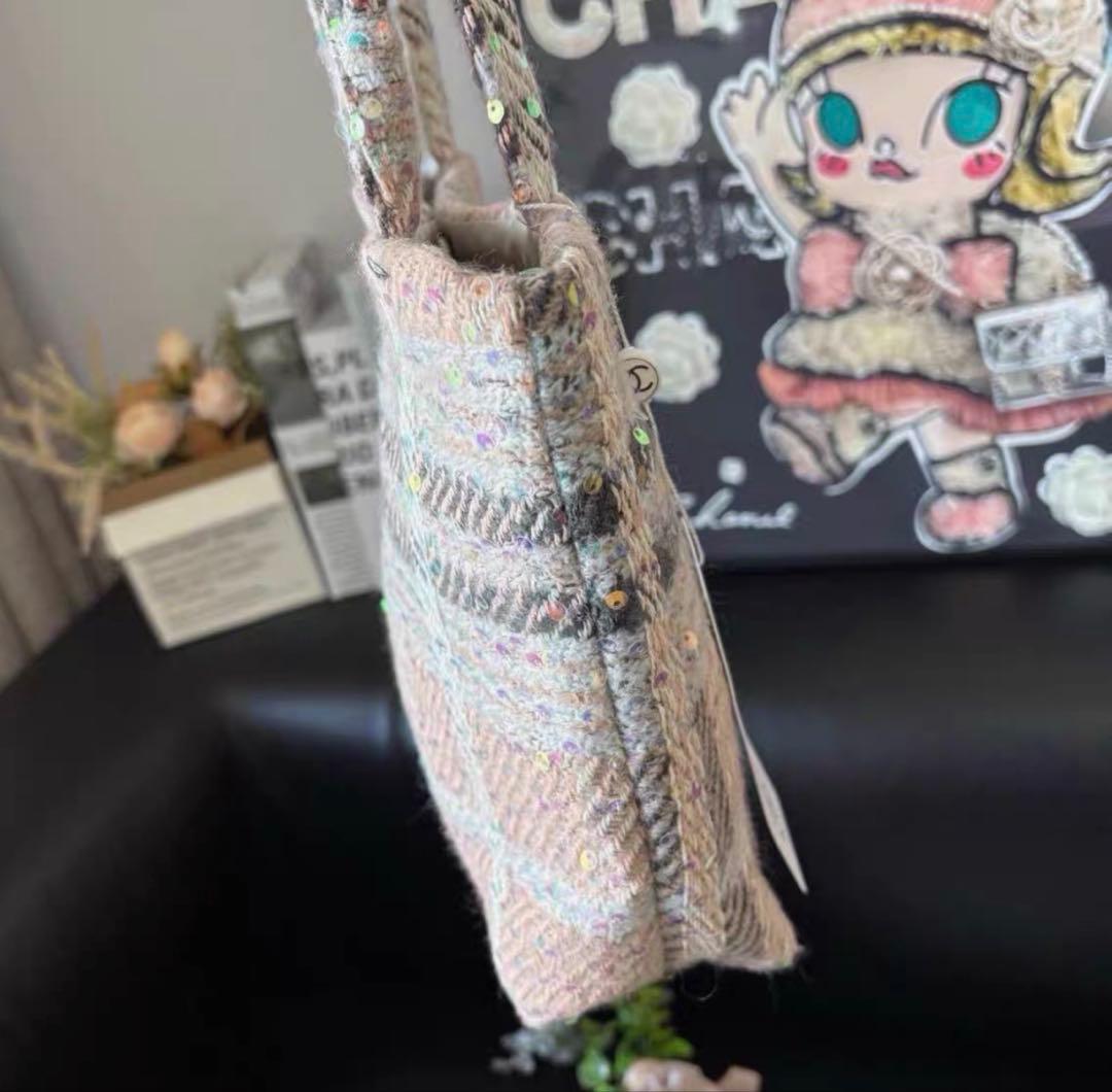 CHANEL ピンク　シャネルビューティーノベルティバッグ　ツィードスパンコール