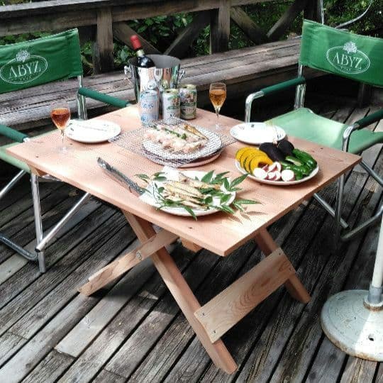 アウトドア&七輪BBQテーブル　四万十源流の杉
