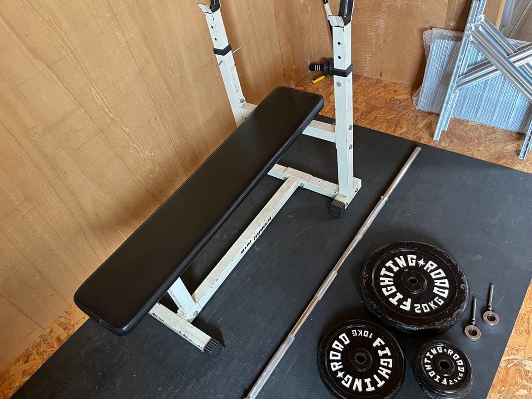 【引取希望】FIGHTING ROADウエイトプレート、ベンチセット　約75kg